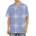 Blue And White Glen Plaid Print Aloha Shirt