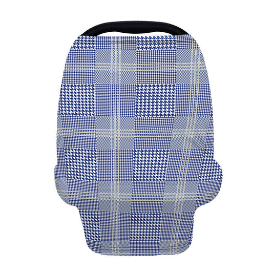Blue And White Glen Plaid Print Baby Seat Cover