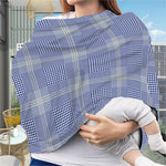 Blue And White Glen Plaid Print Baby Seat Cover