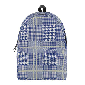 Blue And White Glen Plaid Print Backpack