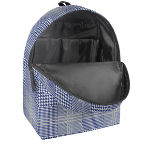 Blue And White Glen Plaid Print Backpack