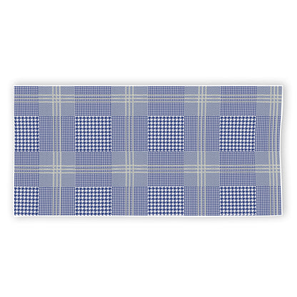 Blue And White Glen Plaid Print Beach Towel