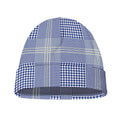 Blue And White Glen Plaid Print Beanie