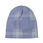 Blue And White Glen Plaid Print Beanie