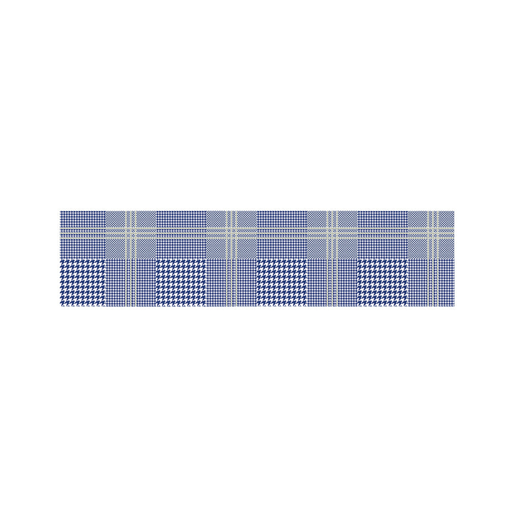 Blue And White Glen Plaid Print Bed Runner