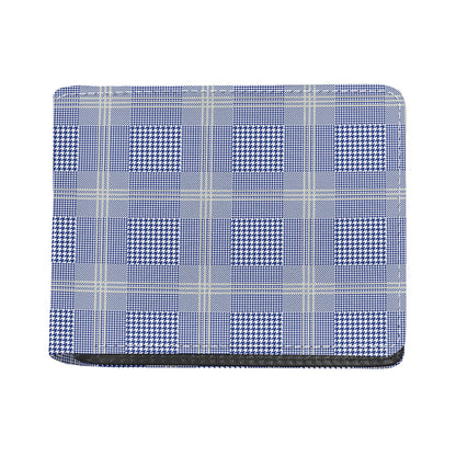 Blue And White Glen Plaid Print Bifold Wallet