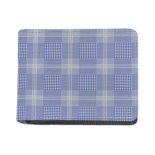 Blue And White Glen Plaid Print Bifold Wallet