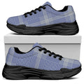 Blue And White Glen Plaid Print Black Chunky Shoes