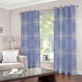 Blue And White Glen Plaid Print Dimout Grommet Curtains