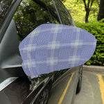 Blue And White Glen Plaid Print Car Side Mirror Covers