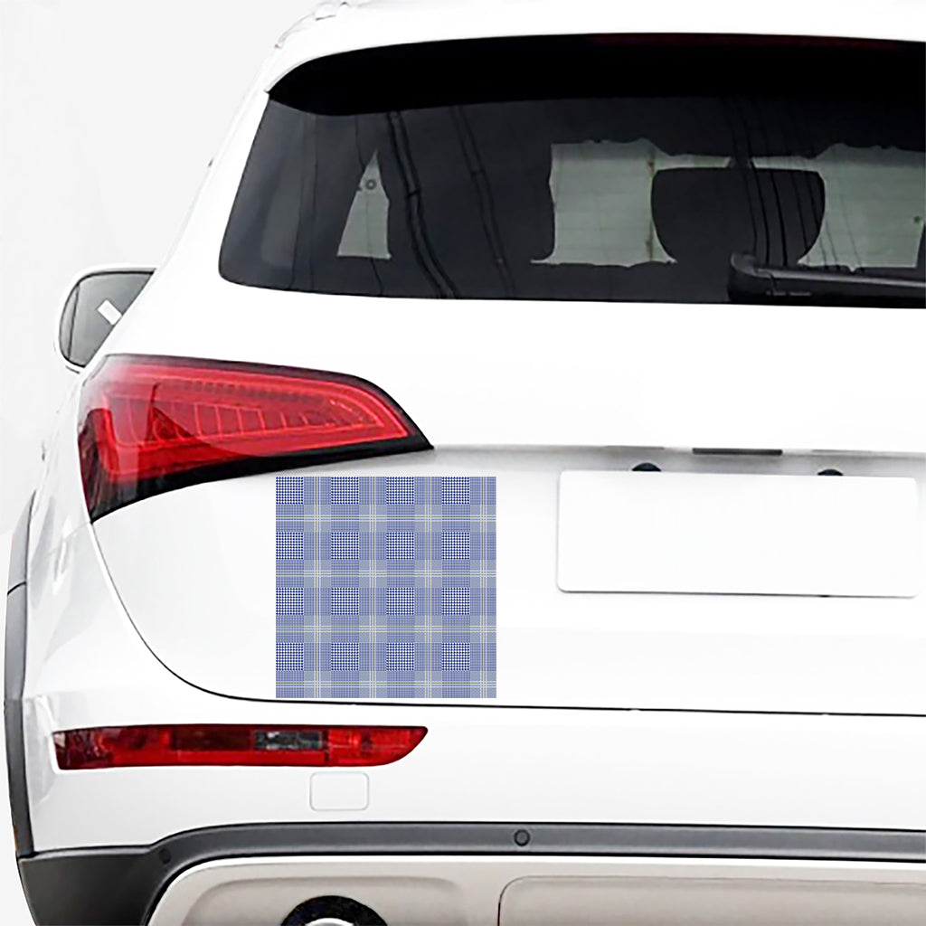 Blue And White Glen Plaid Print Car Sticker