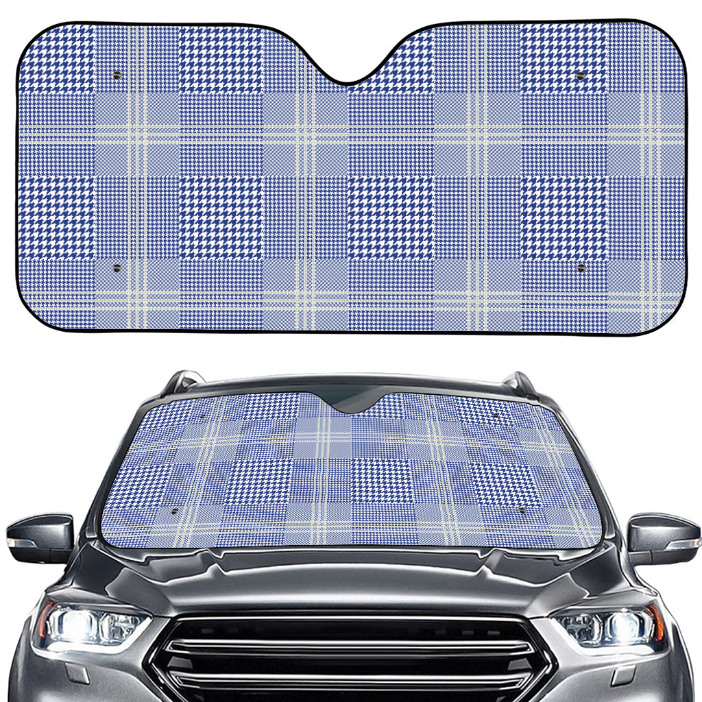 Blue And White Glen Plaid Print Car Windshield Sun Shade