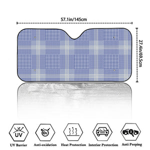 Blue And White Glen Plaid Print Car Windshield Sun Shade