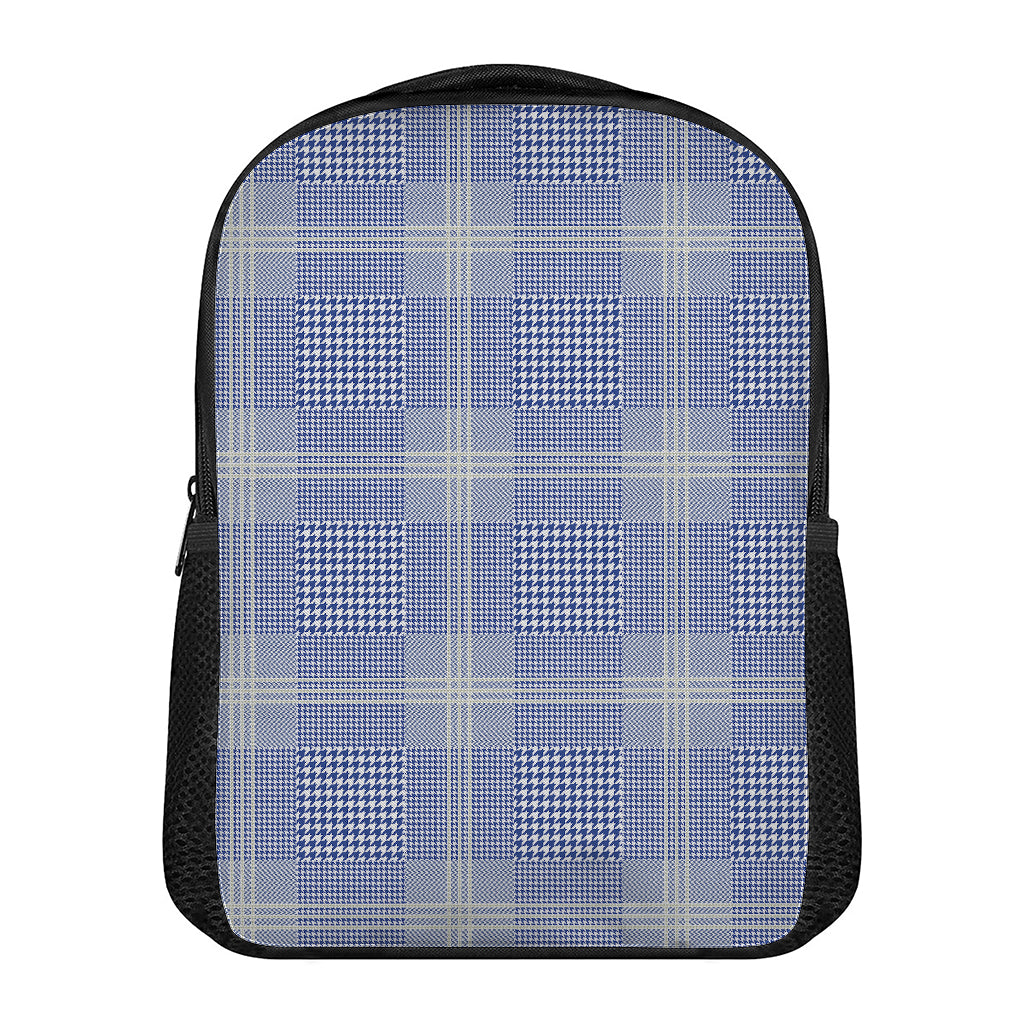 Blue And White Glen Plaid Print Casual Backpack