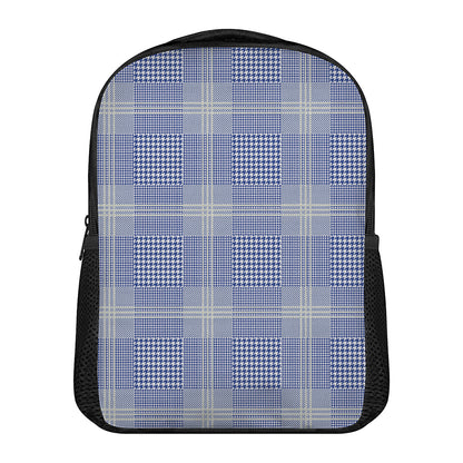 Blue And White Glen Plaid Print Casual Backpack