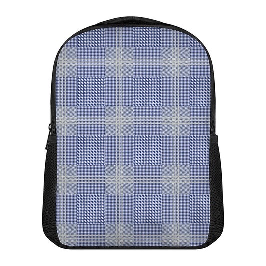 Blue And White Glen Plaid Print Casual Backpack