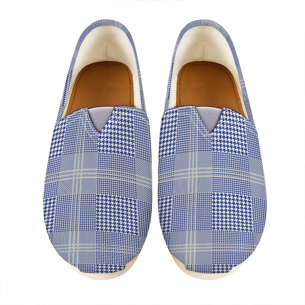 Blue And White Glen Plaid Print Casual Shoes