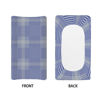 Blue And White Glen Plaid Print Changing Pad Cover