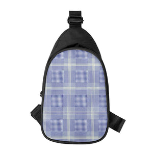 Blue And White Glen Plaid Print Chest Bag