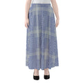 Blue And White Glen Plaid Print Chiffon Maxi Skirt