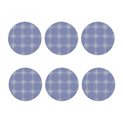 Blue And White Glen Plaid Print Coaster Set