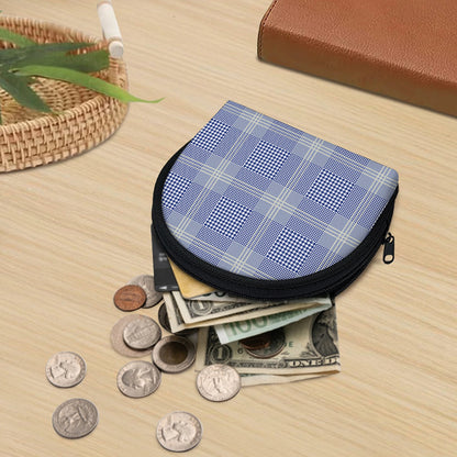 Blue And White Glen Plaid Print Coin Purse