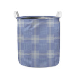 Blue And White Glen Plaid Print Collapsible Laundry Basket