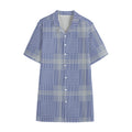Blue And White Glen Plaid Print Cotton Hawaiian Shirt
