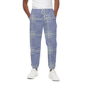 Blue And White Glen Plaid Print Cotton Sweatpants