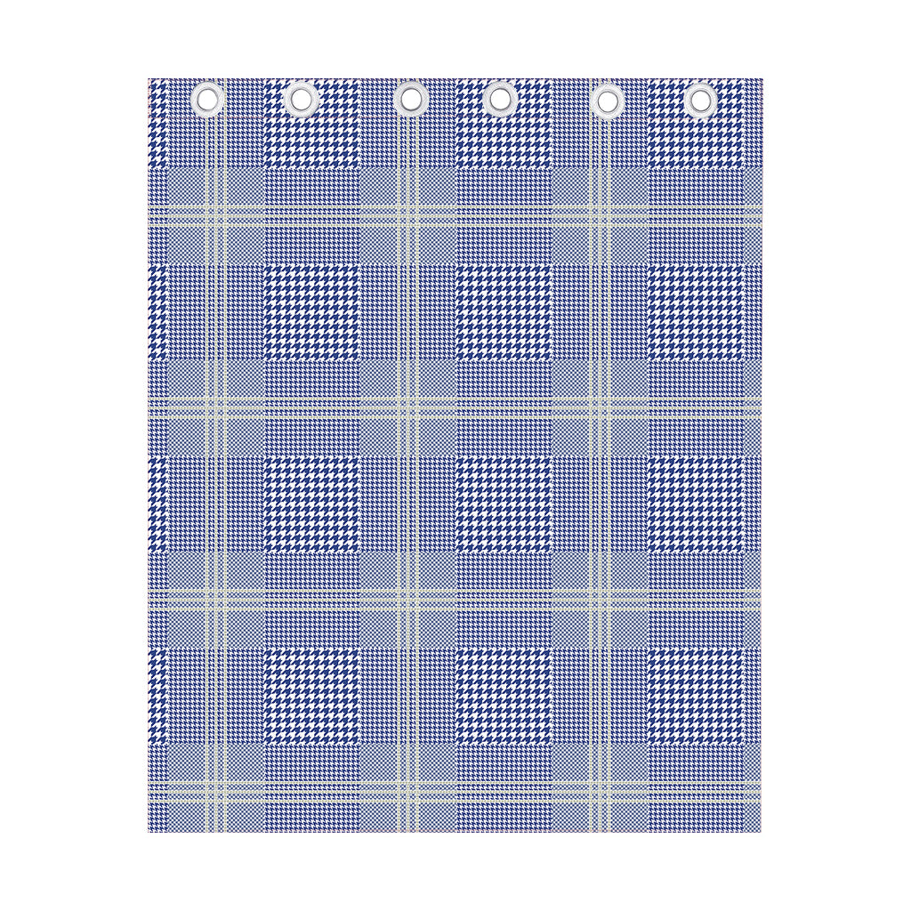 Blue And White Glen Plaid Print Curtain
