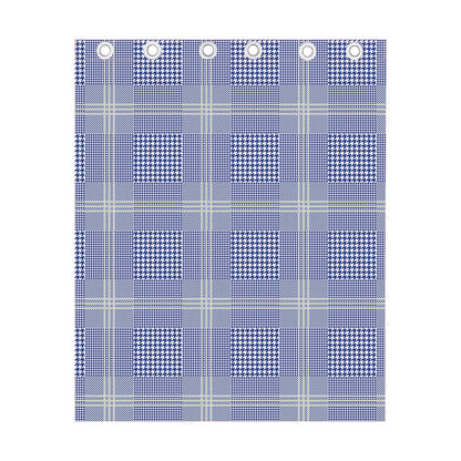 Blue And White Glen Plaid Print Curtain