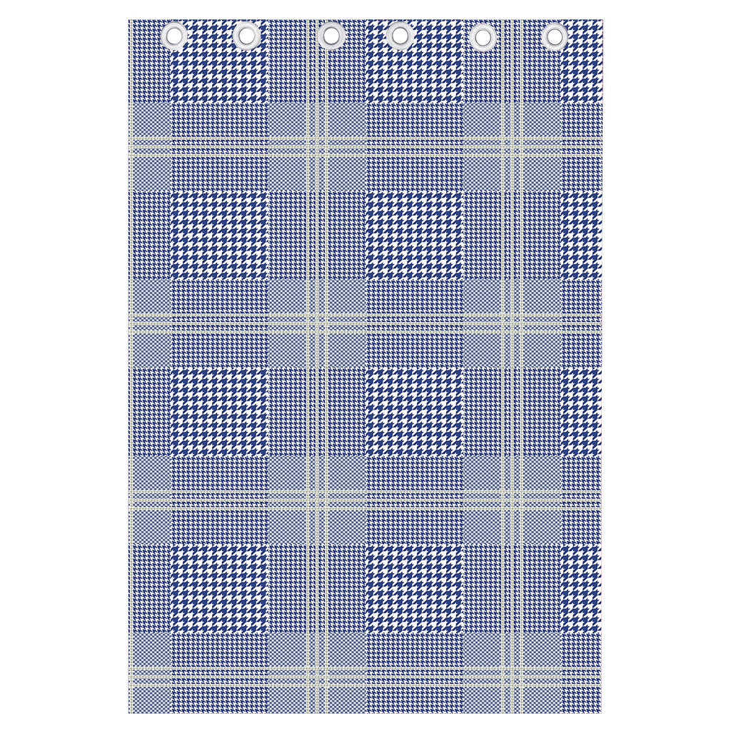 Blue And White Glen Plaid Print Curtain