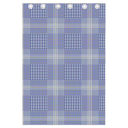 Blue And White Glen Plaid Print Curtain