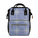 Blue And White Glen Plaid Print Diaper Bag