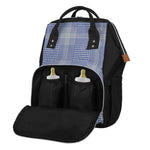 Blue And White Glen Plaid Print Diaper Bag