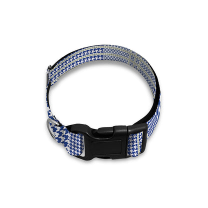 Blue And White Glen Plaid Print Dog Collar