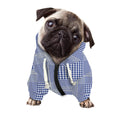 Blue And White Glen Plaid Print Dog Zip Up Hoodie