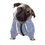 Blue And White Glen Plaid Print Dog Zip Up Hoodie