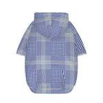 Blue And White Glen Plaid Print Dog Zip Up Hoodie