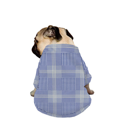 Blue And White Glen Plaid Print Dog Zip Up Jacket