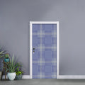 Blue And White Glen Plaid Print Door Sticker
