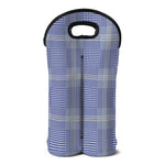 Blue And White Glen Plaid Print Double Neoprene Wine Tote