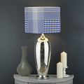 Blue And White Glen Plaid Print Drum Lamp Shade
