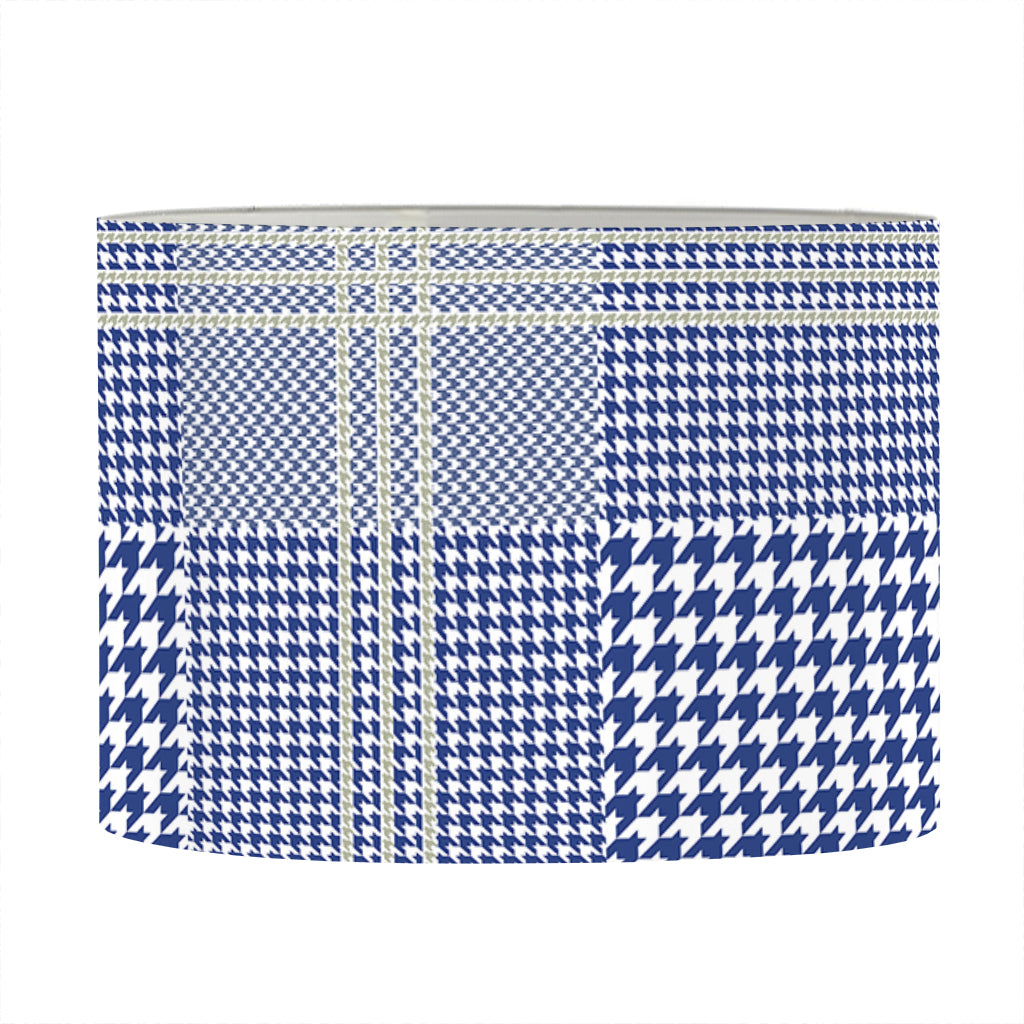 Blue And White Glen Plaid Print Drum Lamp Shade