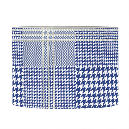 Blue And White Glen Plaid Print Drum Lamp Shade