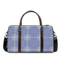 Blue And White Glen Plaid Print Duffel Bag
