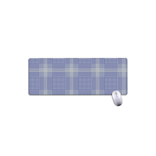 Blue And White Glen Plaid Print Extended Mouse Pad