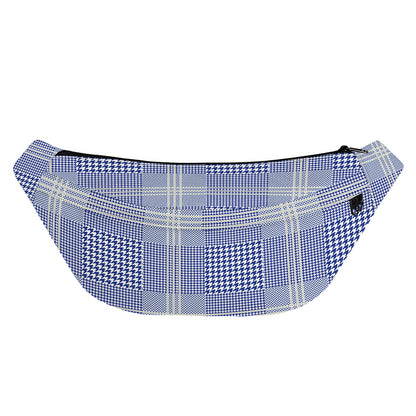 Blue And White Glen Plaid Print Fanny Pack