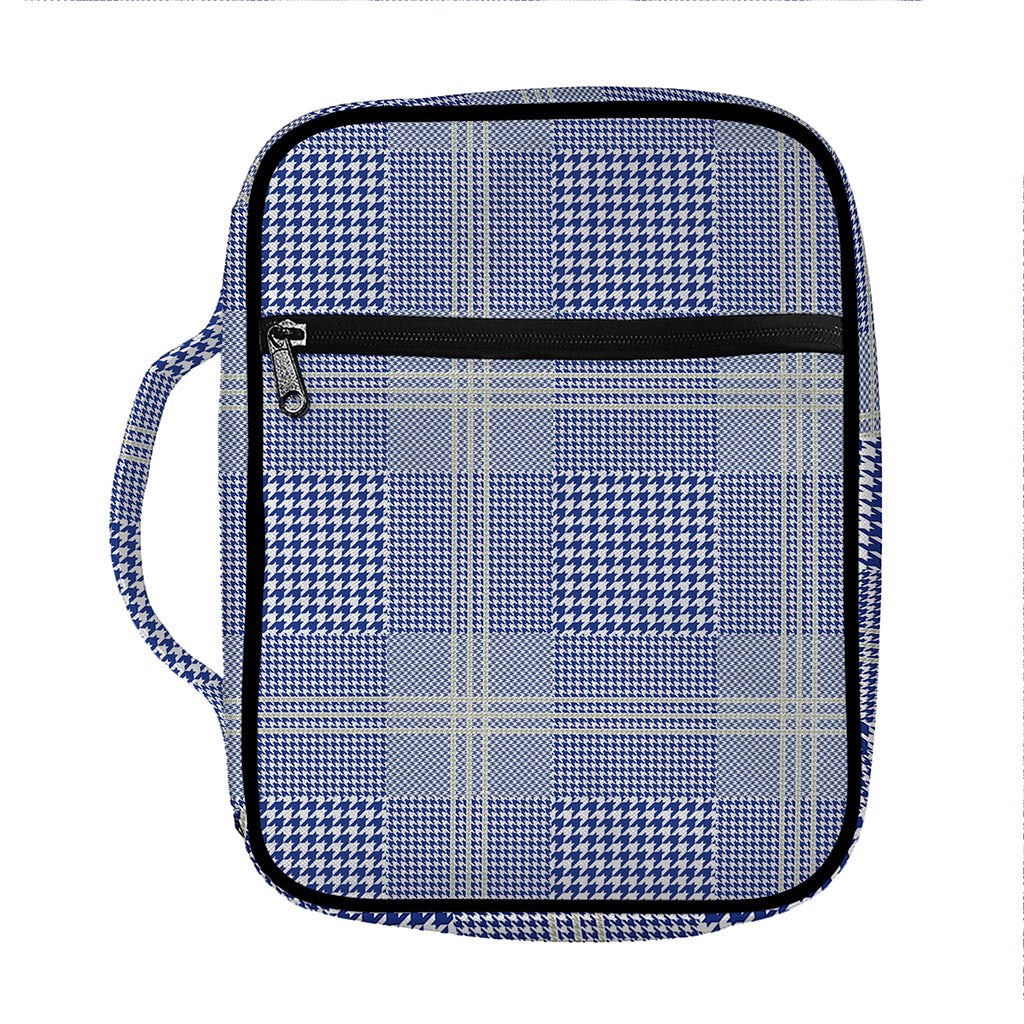 Blue And White Glen Plaid Print Front Pocket Bible Bag
