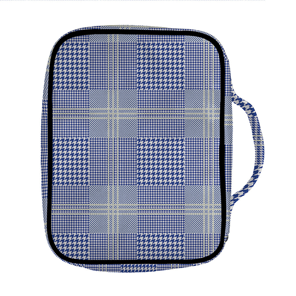Blue And White Glen Plaid Print Front Pocket Bible Bag
